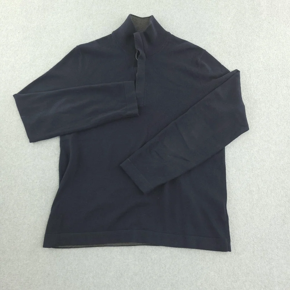 Banana Republic Sweater Mens M‎ Blue Cotton Cashmere Mock Neck Knit Pullover